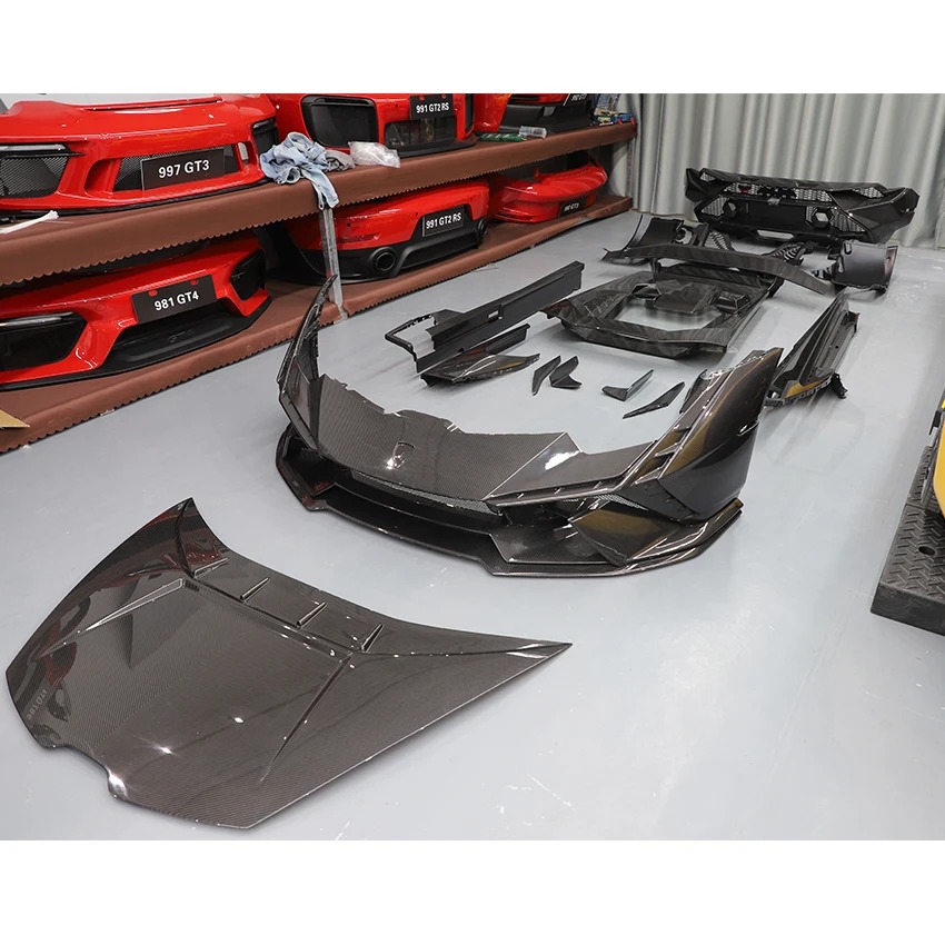 Tecnica Style Dry Half Carbon Fiber Body Kit Car Bumper Hood Bonnet Wing Spoiler Side Skirts For Lambo Huracan LP580 LP610